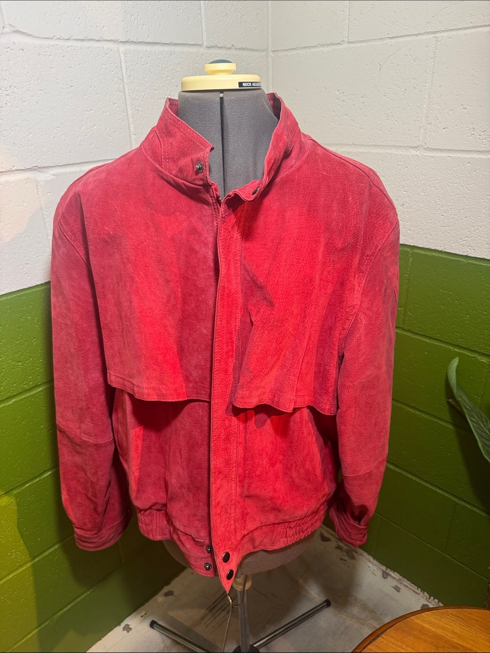 Vintage Members Only Red Suede-Texture Bomber Jacket size 46